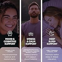 Vista 5 de Supermed Research Suplemento de apoyo del estado de ánimo con GABA, Ashwagandha, L-teanina, L-tirosina, L-glicina, 5-HTP y magnesio - Apoya
