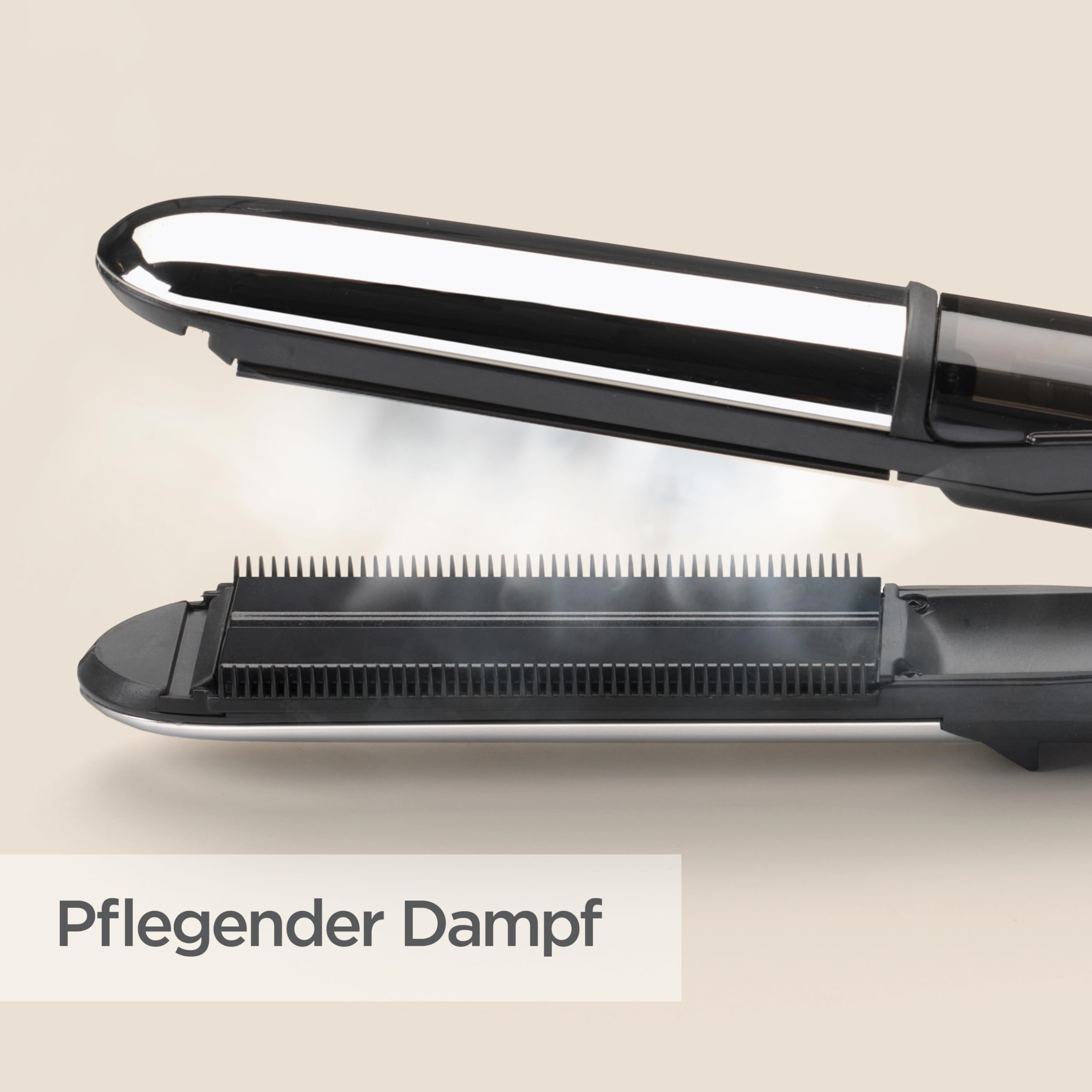 BaByliss Steam Shine – Dampf‑Glätteisen mit XL Turmalin‑Keramikplatten für schnelles, müheloses Glätten, Ionische Anti‑Frizz‑Funktion für glänzendes & geschmeidiges Haar, ST496E