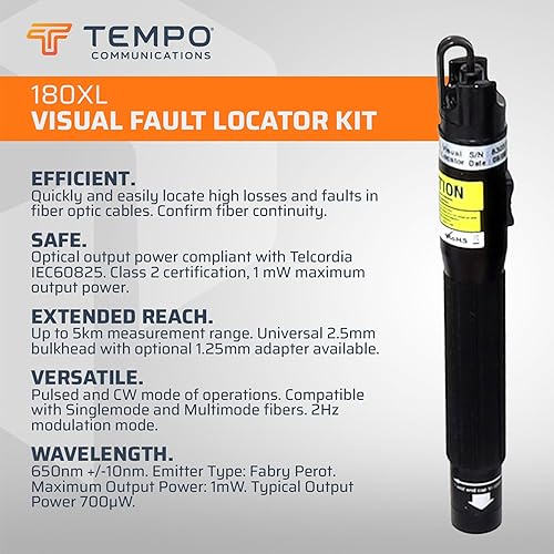 Miniatura 4 de Paladin Tools FTK-P Pro - Kit de herramientas de fibra óptica  Cortadores, peladores, alicates cortadores con localizador visual de fallas (modelo