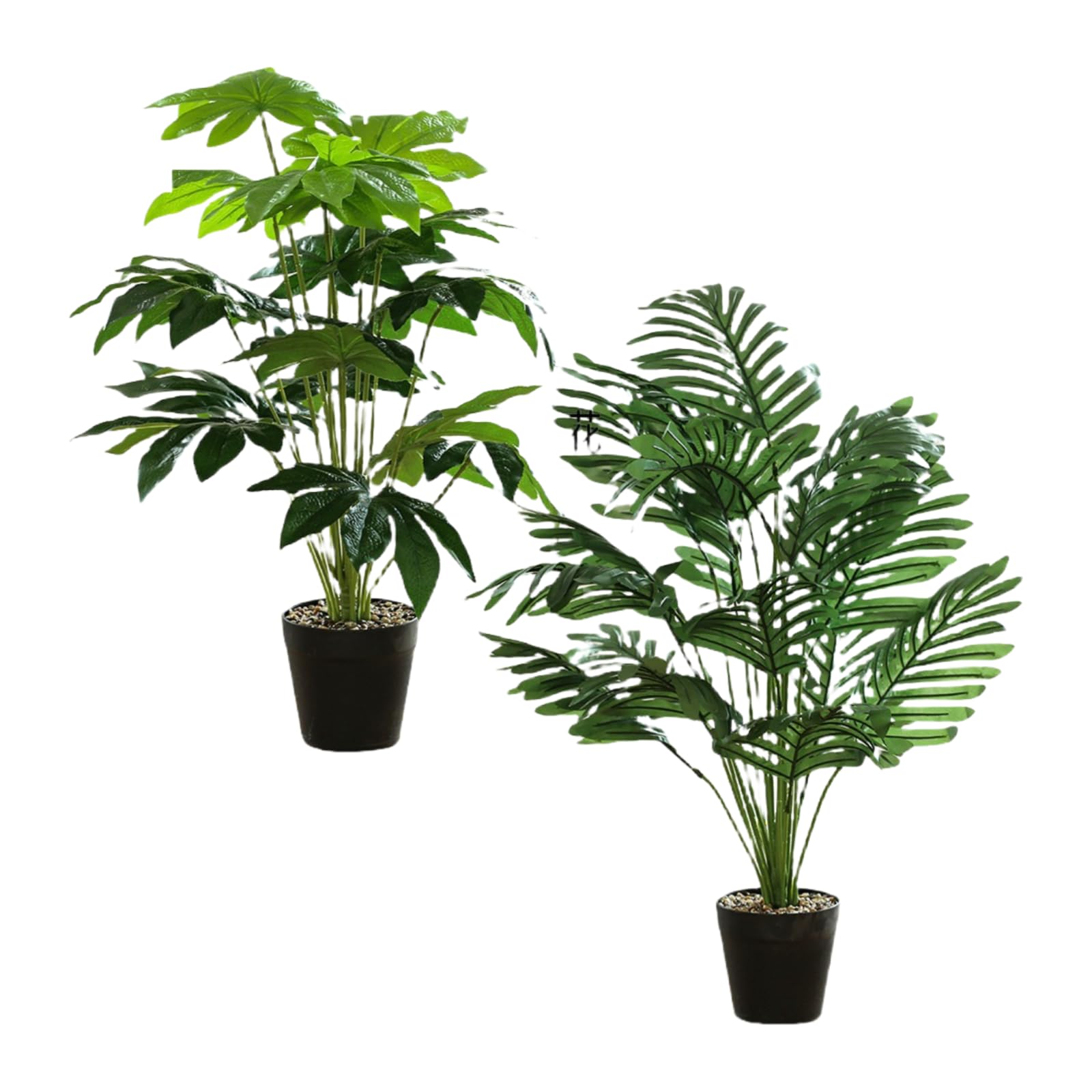 Fausse plante interieur pour salon et bureau : lot de 2 pots