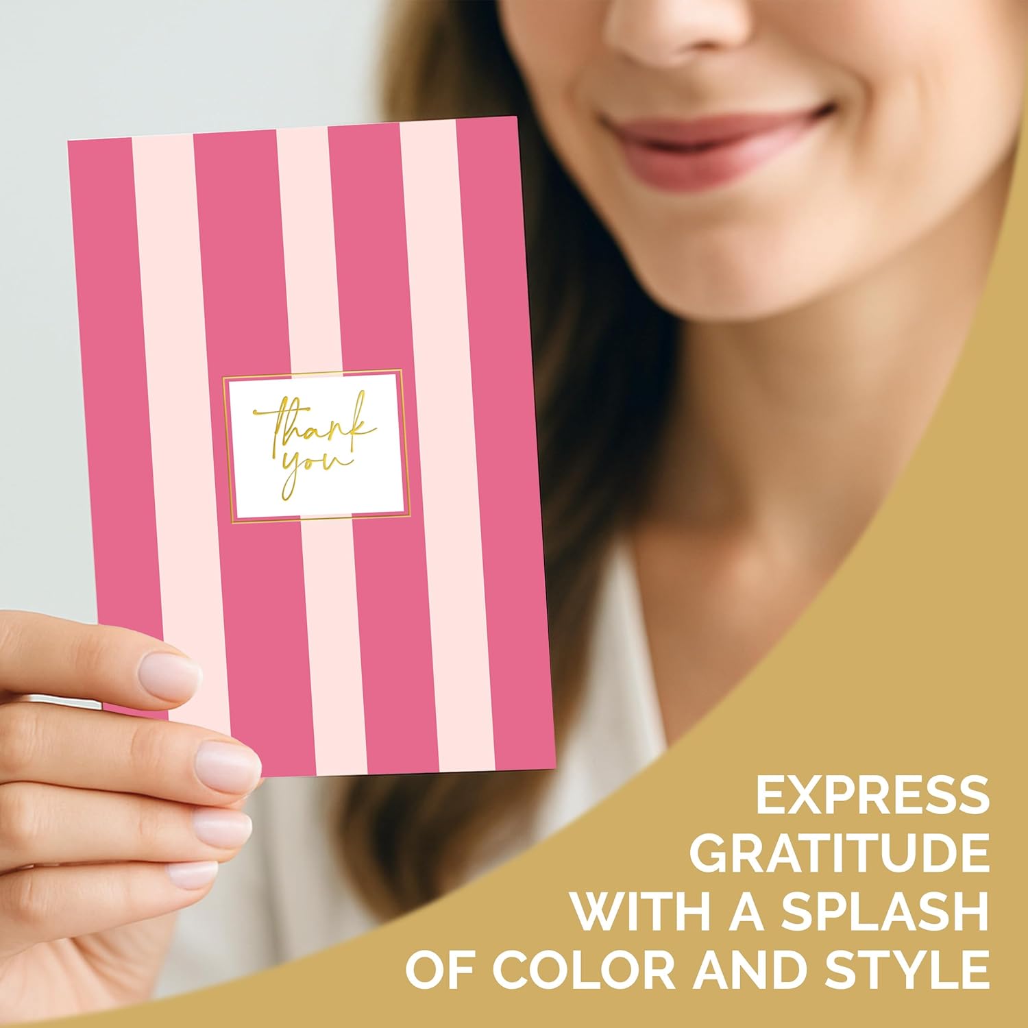 Decorably 24 Pack Gold-Foiled 4x6in Cute Thank You Cards with Envelopes & Stickers, 8 Colorful Designs Stripe Palm Beach Thank You Cards with Envelopes, Blank Inside - Birthday, Baby Shower, Wedding - Image 9