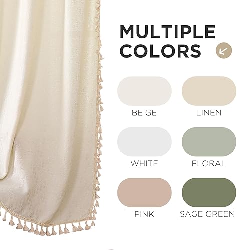 Miniatura 8 de Joydeco Cortinas bohemias naturales para dormitorio, sala de estar, cortinas de granja de 63 pulgadas de largo, 2 paneles burg, cortinas traslúcidas