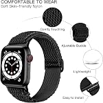 Lerobo Elastic Band Compatible with Apple Watch Band 44mm 45mm 42mm 49mm 46mm Men Nylon Solo Loop Sport Strap for iWatch Ultra 3 2 1 SE SE2 SE3 Band iWatch Series 11 10 9 8 7 6 5 4 3 2 1 Women, Black