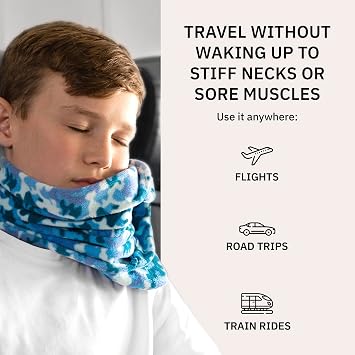 trtl Pillow Junior Kids Travel Pillow for Airplanes - with Built-in Head and Travel Neck Support - Comfortable Kids Neck Pillow for Traveling - Compact and Machine-Washable Aqua
