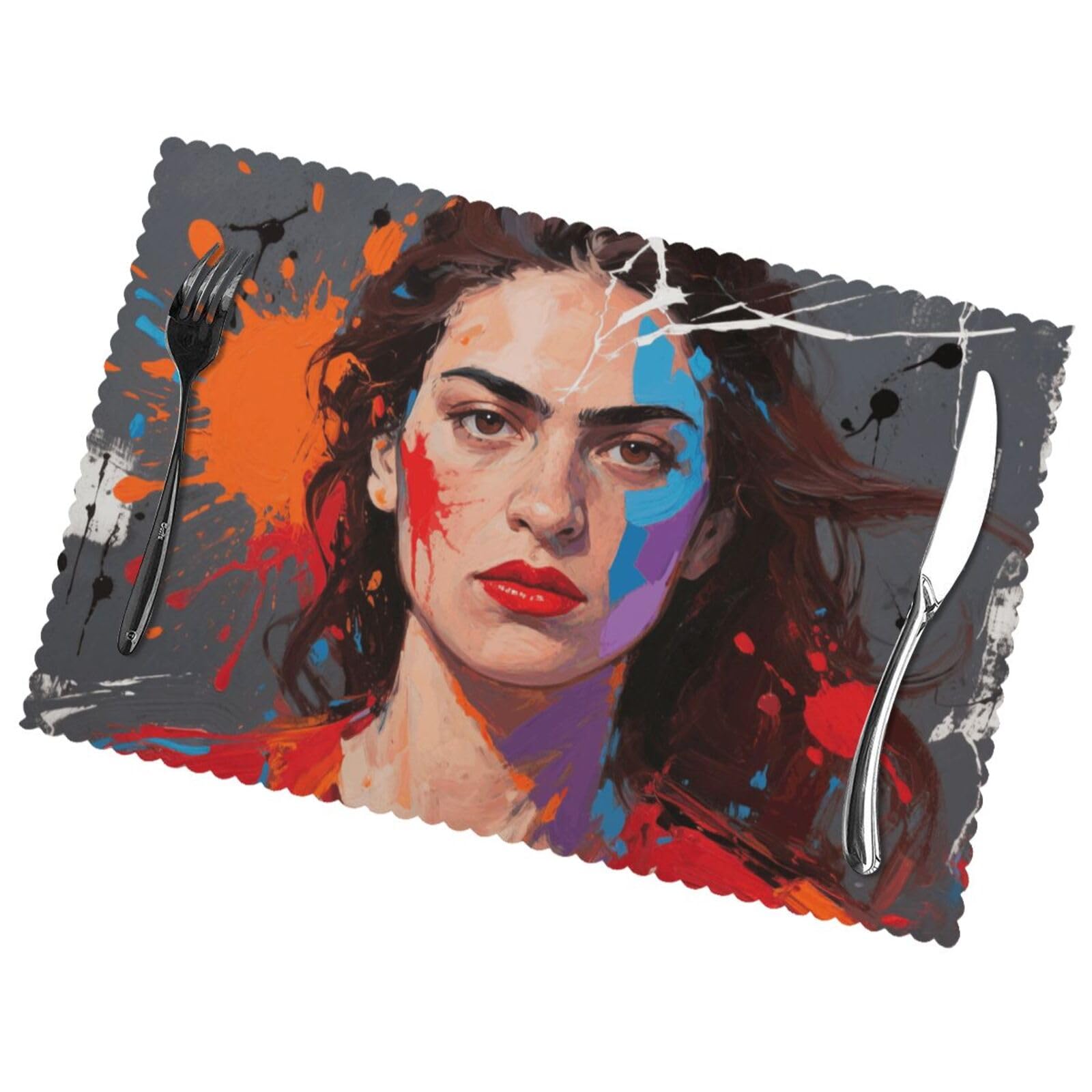 12x18 Inchplacemats Set of 6, Abstract Women Place Mats for Kitchen Dinning, Heat Resistant Anti Slip Table Mats, Waterproof Washable Placemat for Indoor Outdoor Party Kitchen Dining Table Décor