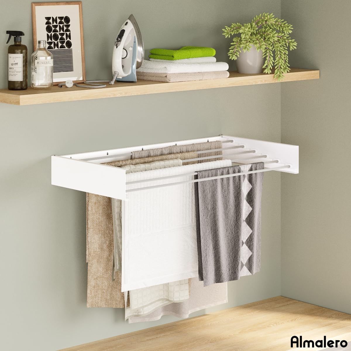 Tendedero Plegable de Pared - ANTIOXIDANTES- Tendedero - Tentedero Pared - Exterior e Interior - Tendederos Plegables - Calidad - 6 Barras - Carga Total 27 Kg - Blanco 100 Cm