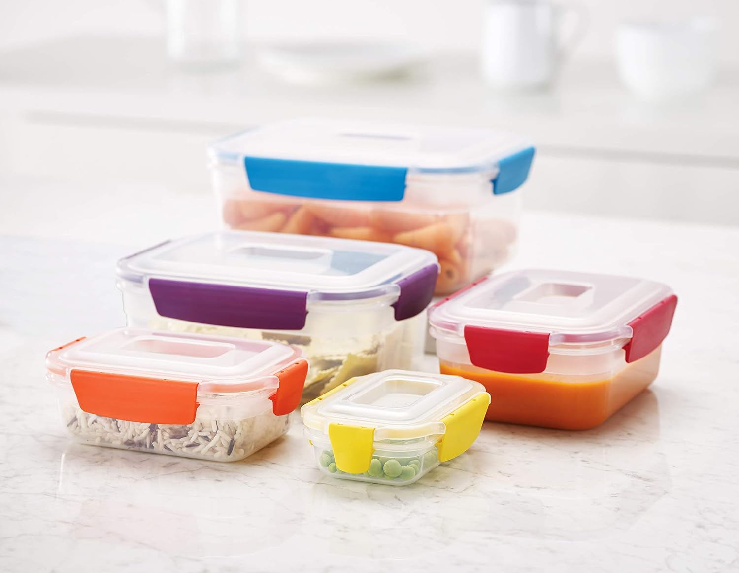 Joseph Joseph Nest Lock Plastic Food Storage Container Set with Lockable Airtight Leakproof Lids, 22-Piece, Multi-Color