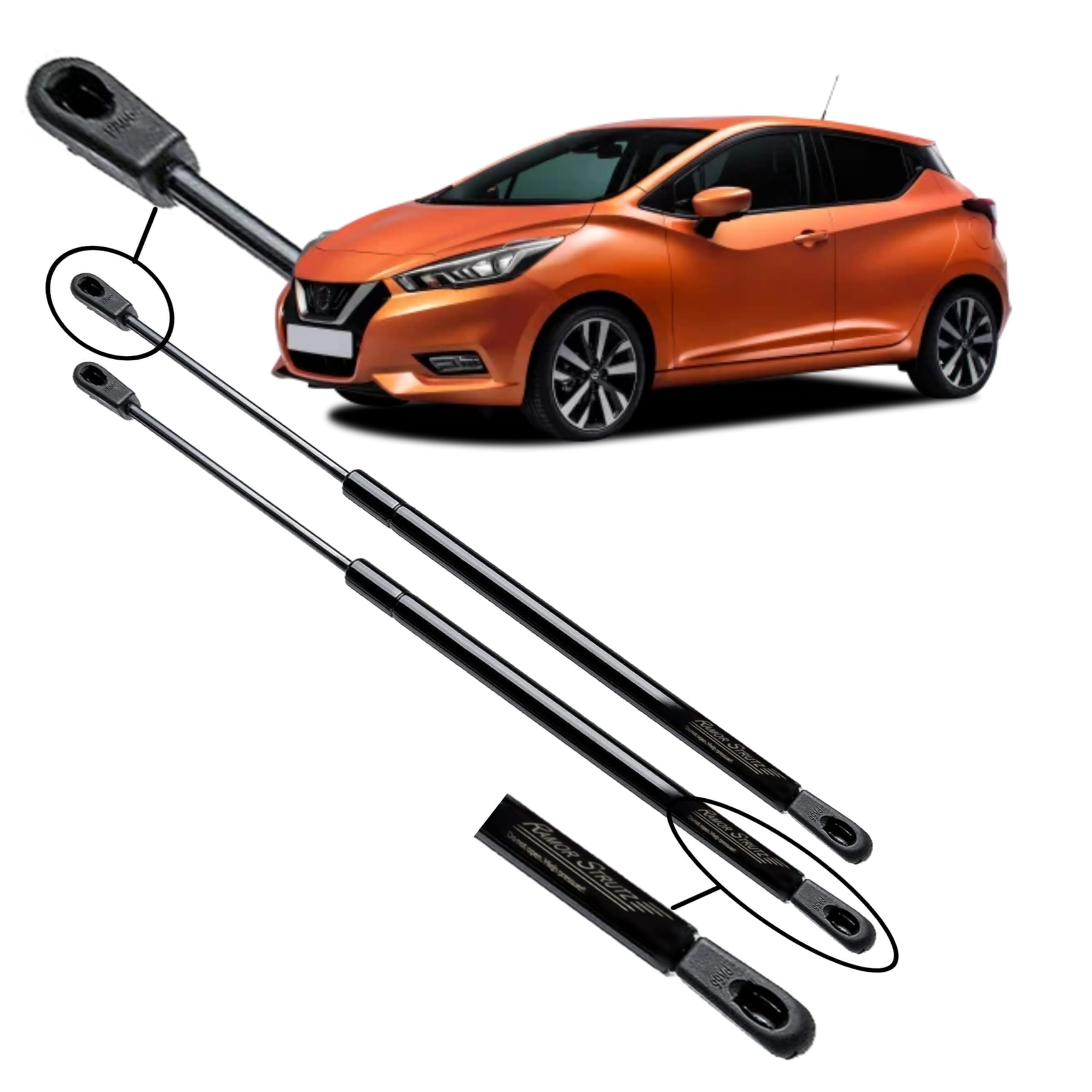 2x Molle a Gas Compatibile con Nissan Micra Mk5 K14 2016-2022. Ammortizzatore Pistoncini Cofano Posteriore Sostituzione per 90450-5FA1A e altri.