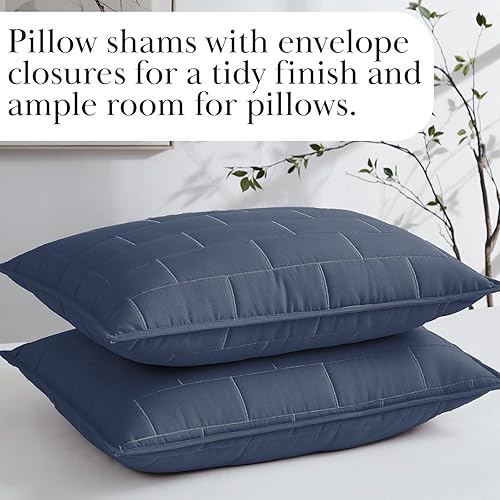 Vista 80 de Southshore Fine Living - Juego de funda acolchada de 6 piezas, diseño de hojas botánicas, color azul Hojas Botánicas Azul