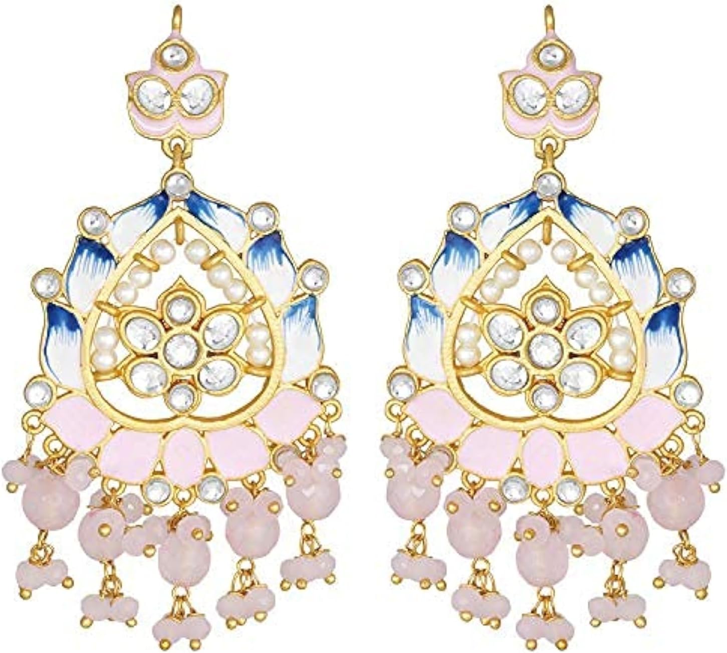 Aheli Fashion Enamel Meenakari Pearl Hanging Long Dangle Drop Earrings Indian Traditional Bollywood Jewelry Gift for Women