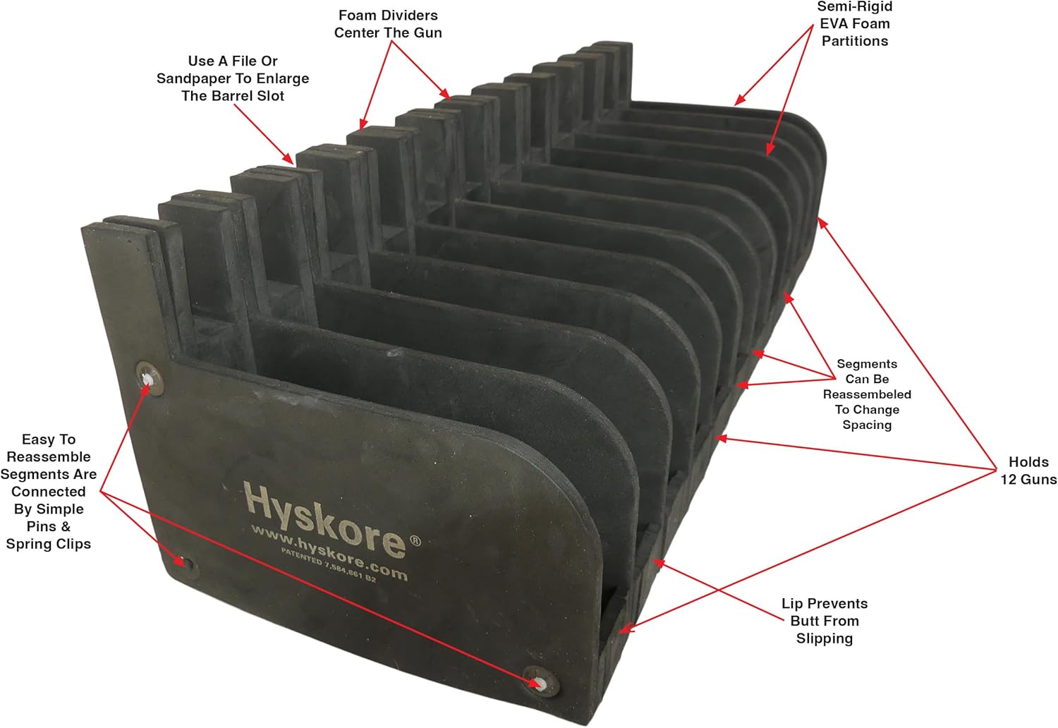 HYSKORE Gun Modular Pistol Rack, Closed Cell High Density Foam, Black