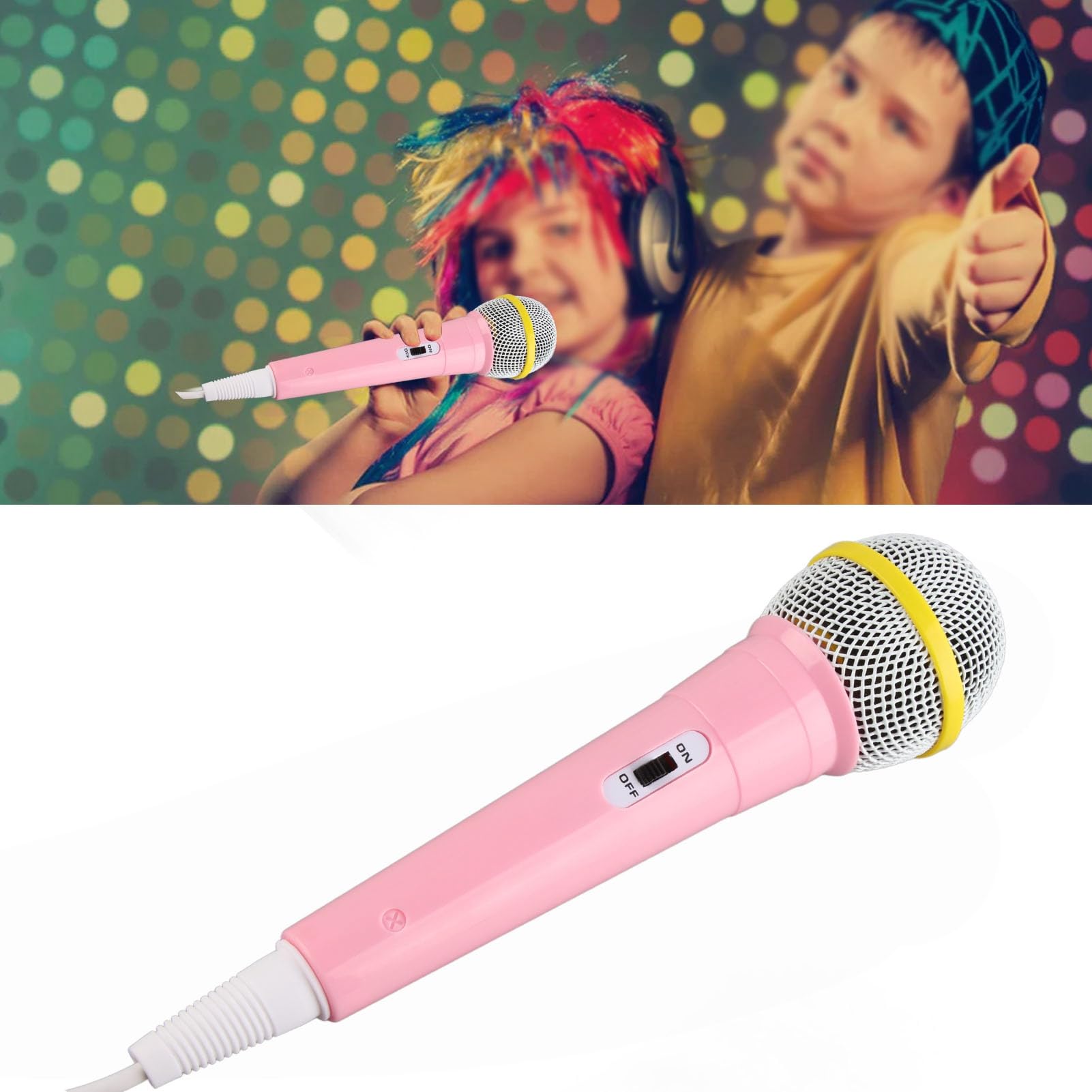 Acouto Mikrofon Przewodowy dla Dzieci Wtyczka 3,5 Mm Niskie Zniekształcenia Przenośna Zabawka Muzyczna Mikrofon do śpiewania do Karaoke Impreza Rodzinna Czysty, Wyraźny, Dokładny Przewodowy dla (PINK)
