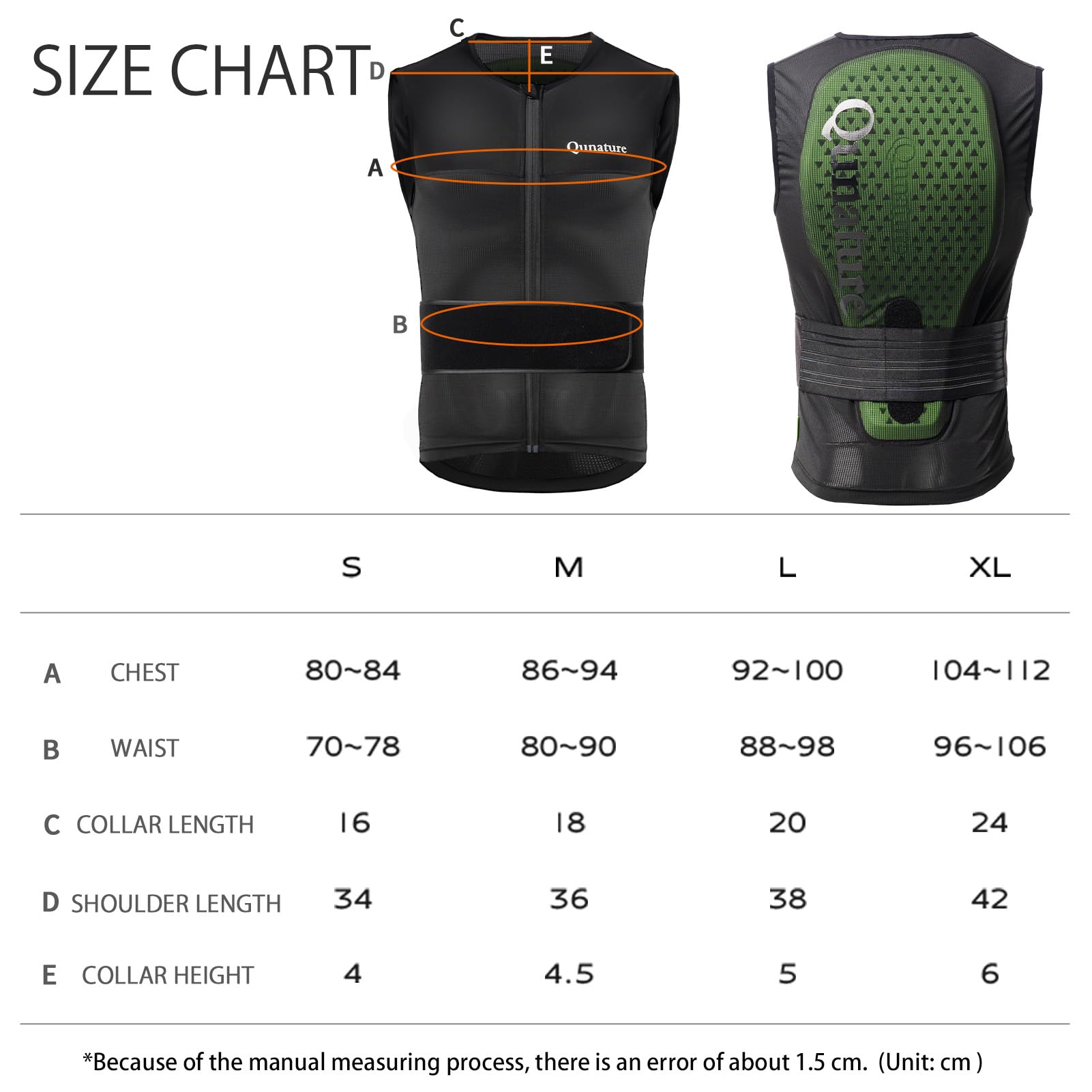 Gilet de Protection Dos Unisexe CE1 Anti-Chute Ski Snowboard VTT Moto