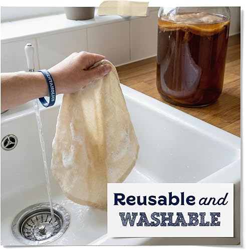Vista 7 de Unbleached Muslin Kombucha Covers - 4 Pack with Rubber Bands - 10" Square Fits Wide Variety Of Jar Openings - Tight Weave Keeps Flies Out - Let's