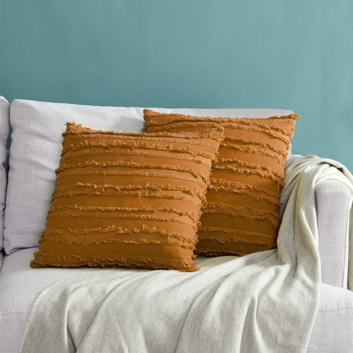 GIGIZAZA Decorative Throw Pillow Covers 22x22,Burnt Orange