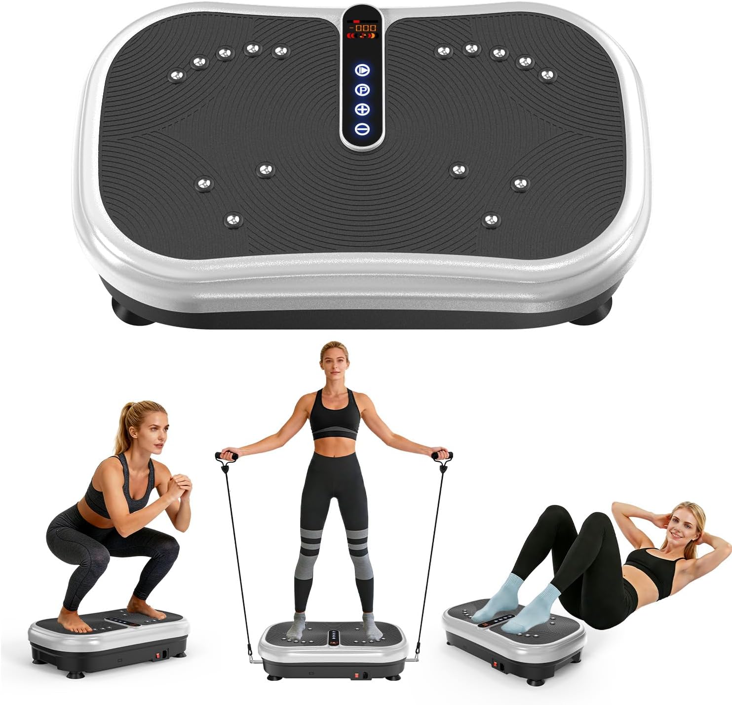AXV Vibration Plate Fitness Platform Exercise Machine Vibrating Shaking Full Body Shaker Workout Vibrate Stand Shake Board Sport Gym for Weight Loss Fat Burner for Women Men