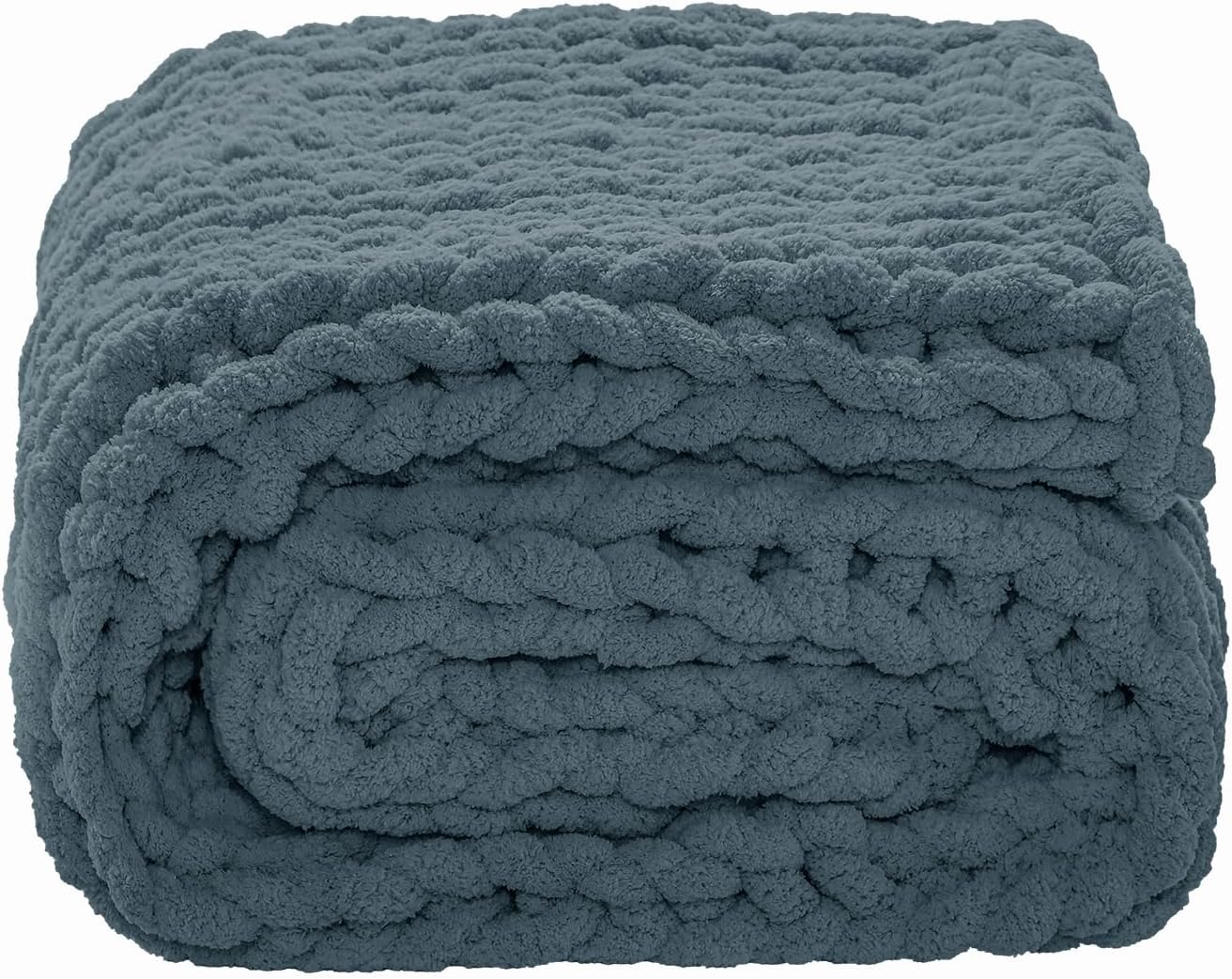 YAAPSU Chunky Knit Throw Blanket for Couch, 51"x63", 100% Hand Knitted Thick Cable Knit with Cozy Jumbo Chenille Yarn, Soft Large Rope Knot Crochet Blankets for Sofa Bed Living Room Décor, BlueSpruce - Image 9