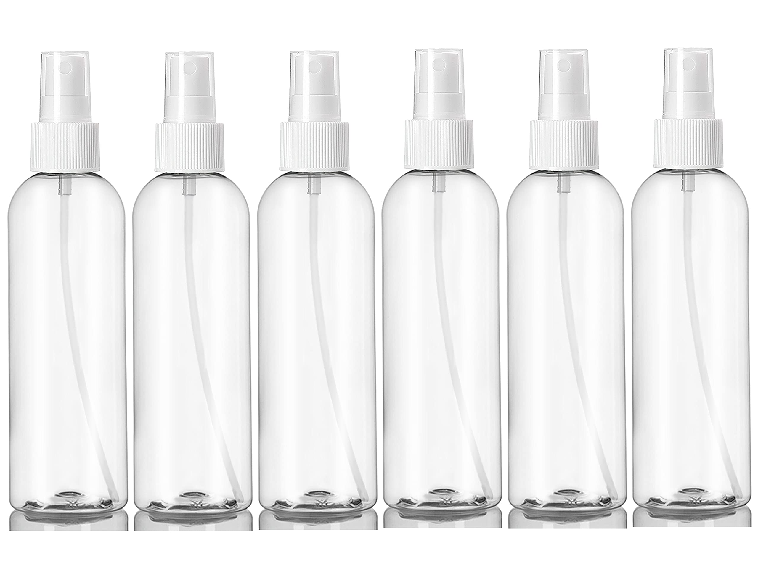 ljdeals 8 oz Clear Plastic Empty Spray Bottle, Fine Mist Sprayer Bottles for Essential Oils, Perfumes, Travel, 6 pack, Made in USA