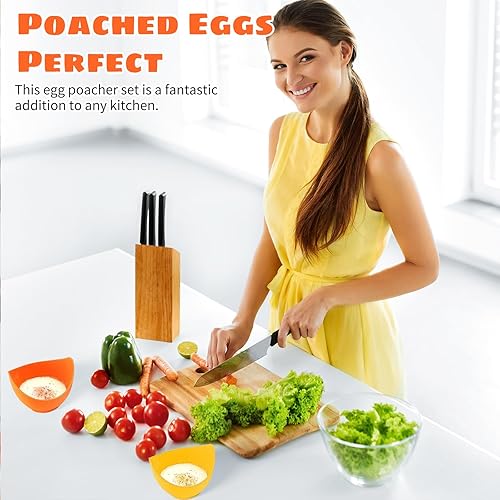 Miniatura 3 de Cocedor escalfador de huevos, olla de huevos escalfados con soportes para anillos, taza de silicona antiadherente de grado alimenticio para