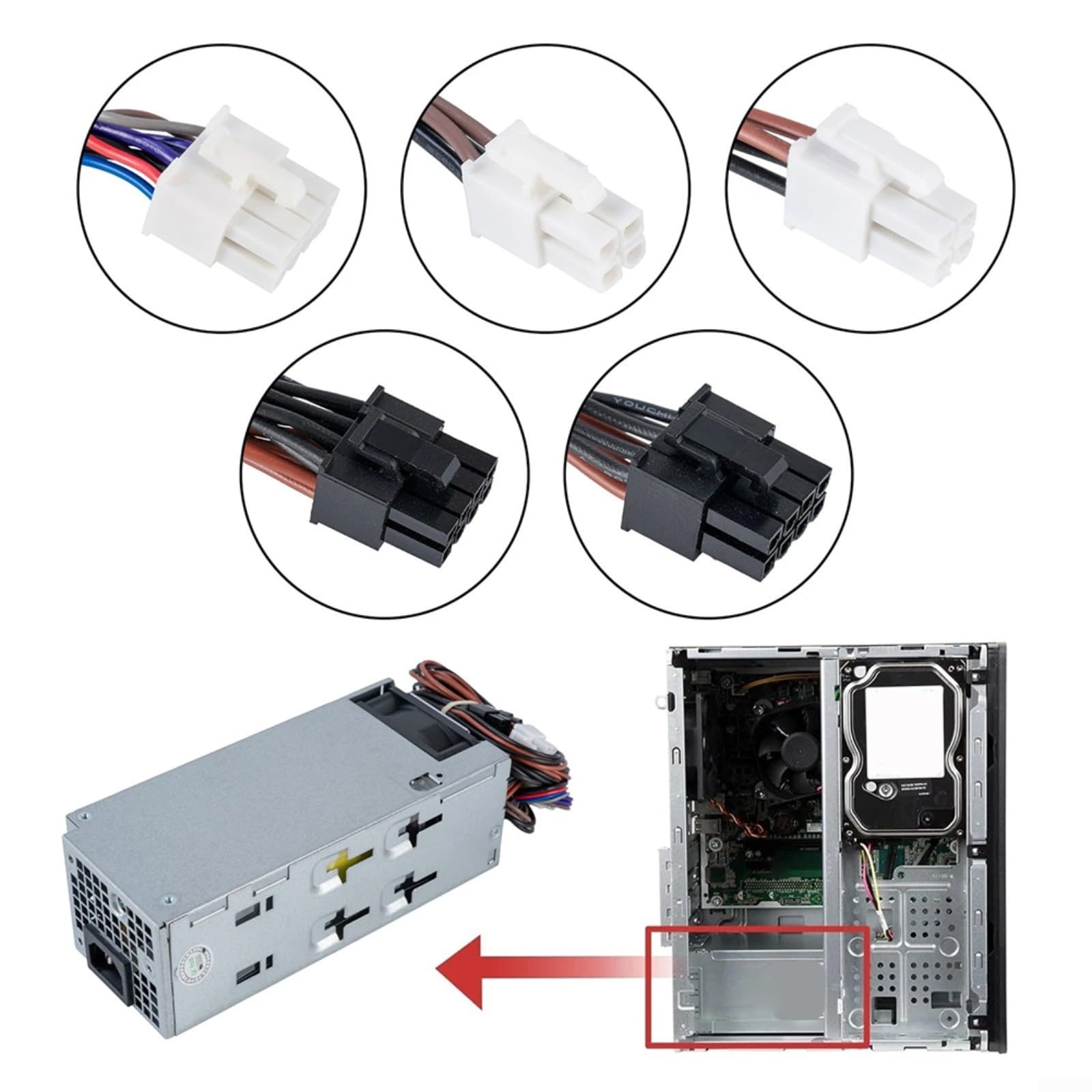 500W Alimentatore D500EPS-01 TPX56 per Dell Vostro 3910 3030 per Optiplex per xps 8950 Latitude, Argento Metallo, Postazione di Lavoro Ufficio
