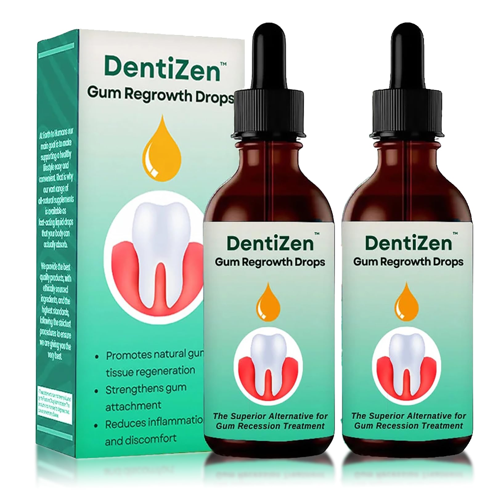 DentiZen Gum Regrowth Drops, Natural Gum Restore Plus Liquid Drops Mouthwash, Gum Regrowth for Receding Gums, Gum Repair Regrowth, Gum Repair Regrowth Promotes Good Breath (2PCS)