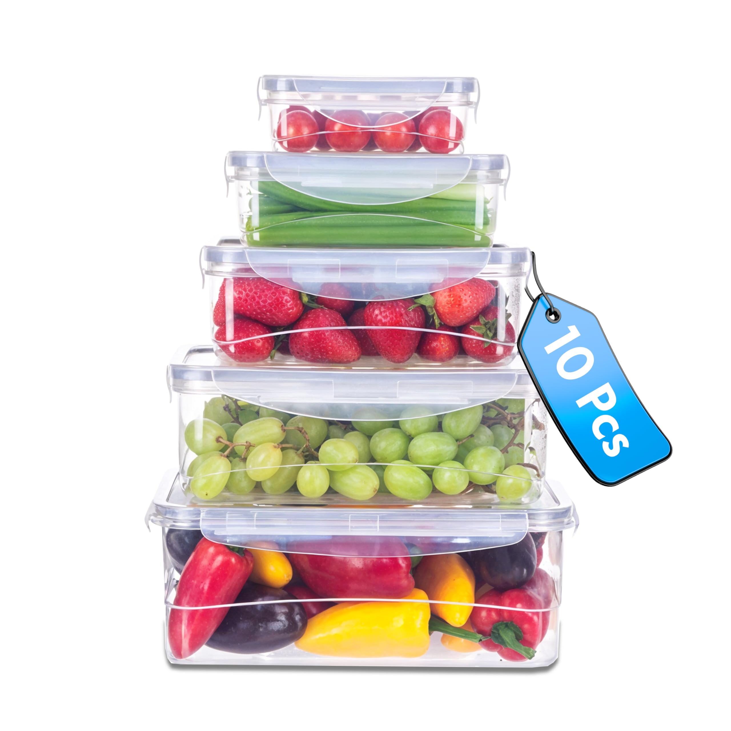 5-Piece Food Storage Containers Set | Meal Prep Containers with Steam Vent Lids | BPA-Free Plastic | Microwave, Freezer & Dishwasher Safe | Leak-Proof Snap Lock | The Perfect Fridge Organisers