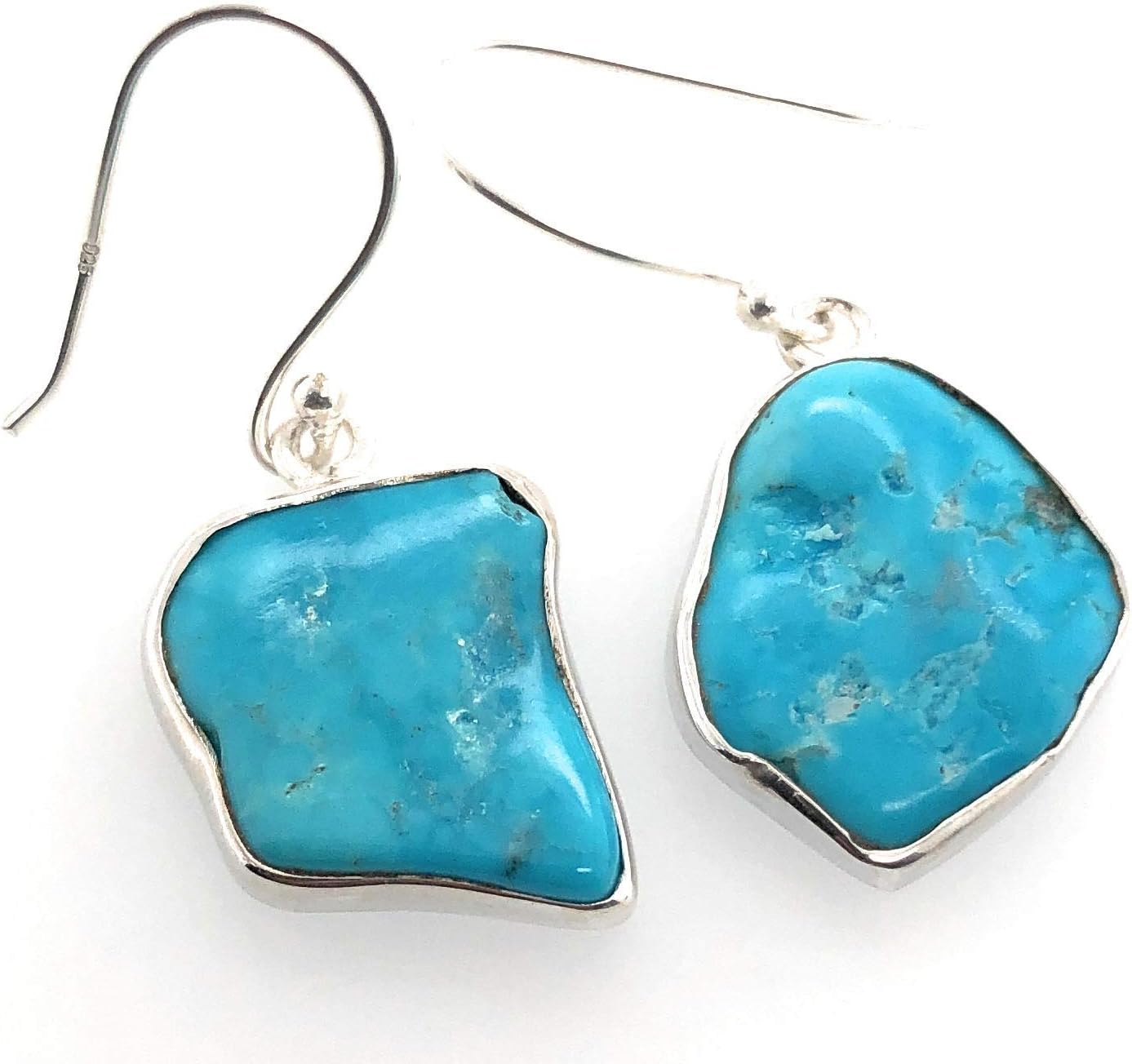Natural Sleeping Beauty Turquoise 925 Solid Sterling Silver Earrings 30mm - Image 8