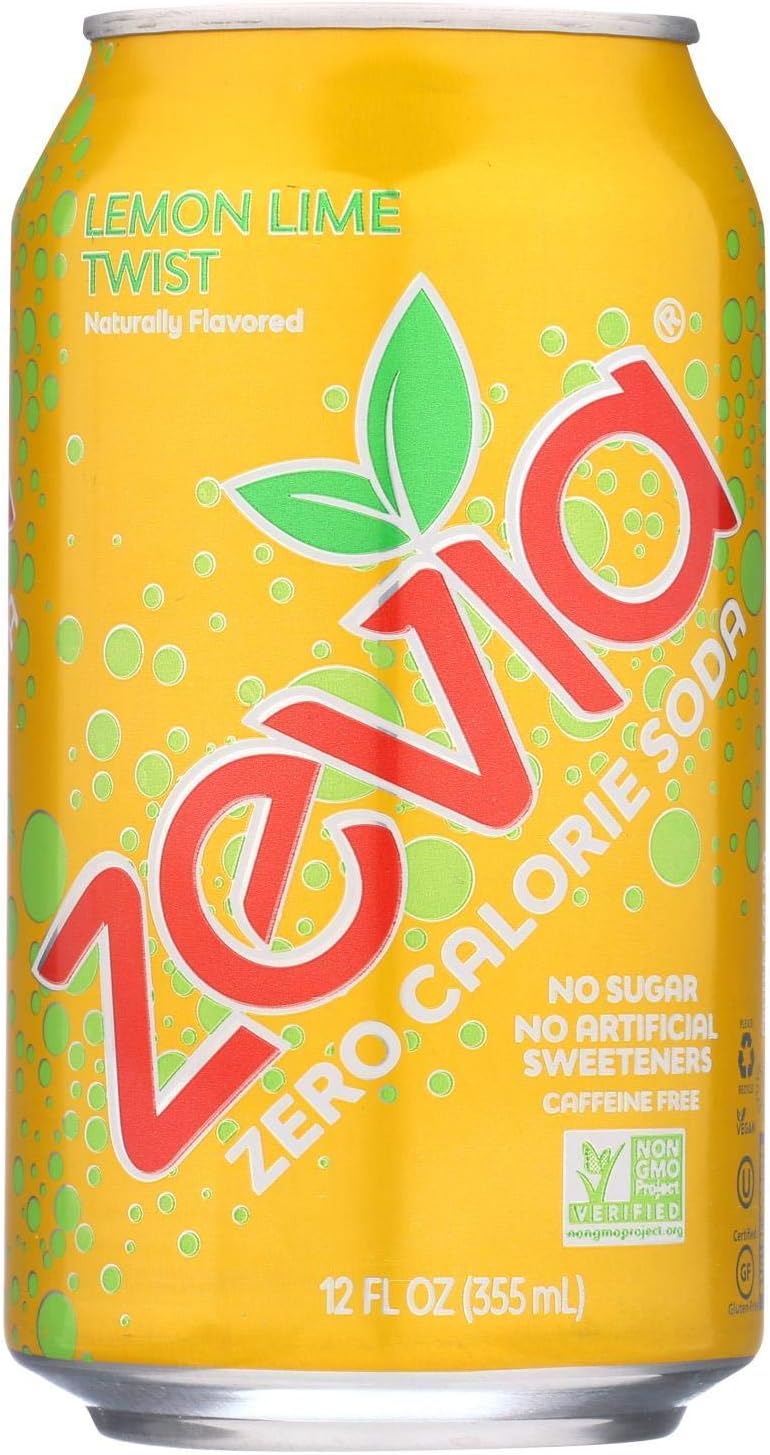 Zevia Soda - Zero Calorie - Lemon Lime Twist - Can - 6/12 oz - case of 4 - Dairy Free - Yeast Free - Wheat Free-Vegan