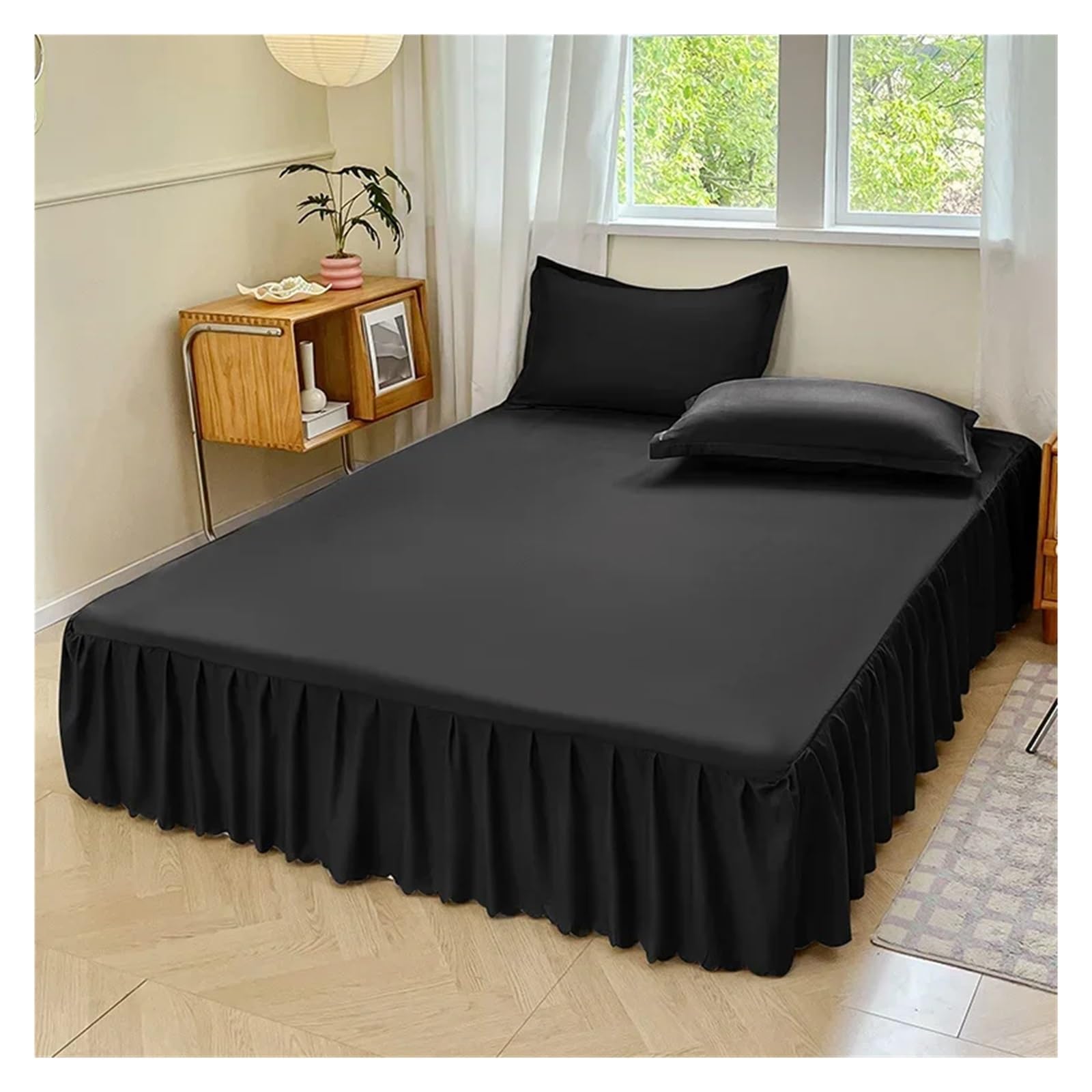 Solid Color Bed Skirt Solid Color Bed Skirt Four Corners With Elastic Band Bedspread Twin/Full/Queen/King Size Style Mattress Protector(Color-6,Twin 99x190cm)