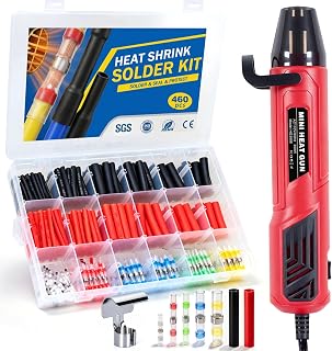 350W Mini Heat Gun, 460pcs Solder Seal Wire Connectors & Heat Shrink Tubing