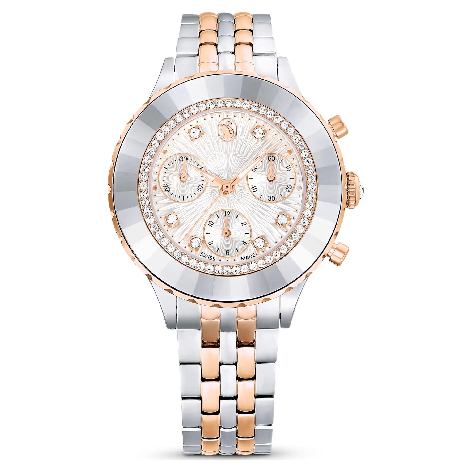 Swarovski Stainless Steel Womens Octea Chrono Analog Watch Swiss Made, Metal Bracelet, Rose Gold Tone, Mixed Metal Finish 5672937 (B0DC5L1NGG) Amazon Price History, Amazon Price Tracker