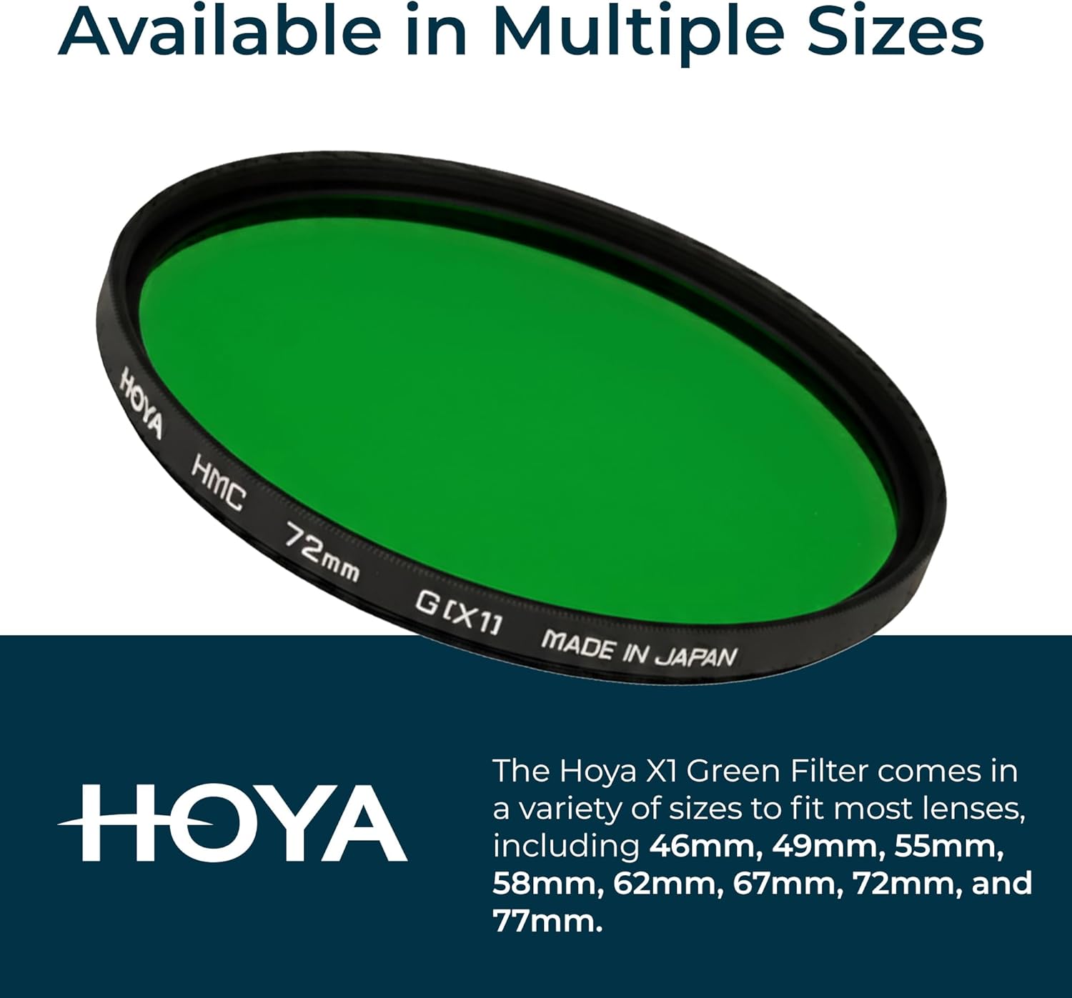 Hoya - 72mm- HMC X1 Green Screw-in Filter - Black & White Photography Filter - Multicoated - Optimized Skin Tones - Ideal for Scenics with Evergreen Forests - Heat-Resistant Optical Glass