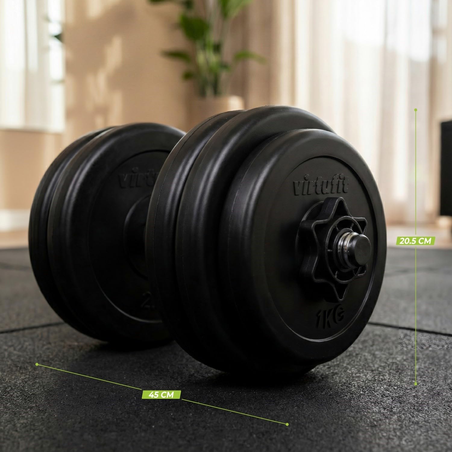 Virtufit Manubri regolabili in vinile – Pesi fitness – 15 kg
