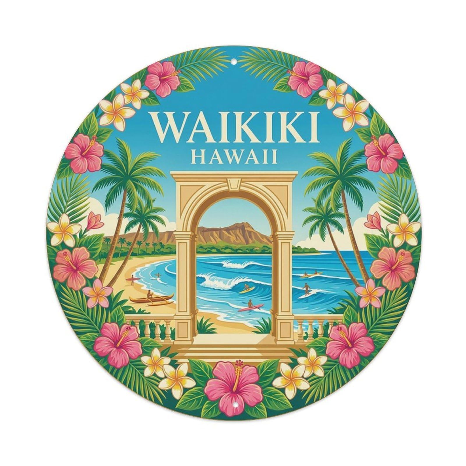 Vintage Travel Waikiki Hawaii Dream Metal Tin Sign