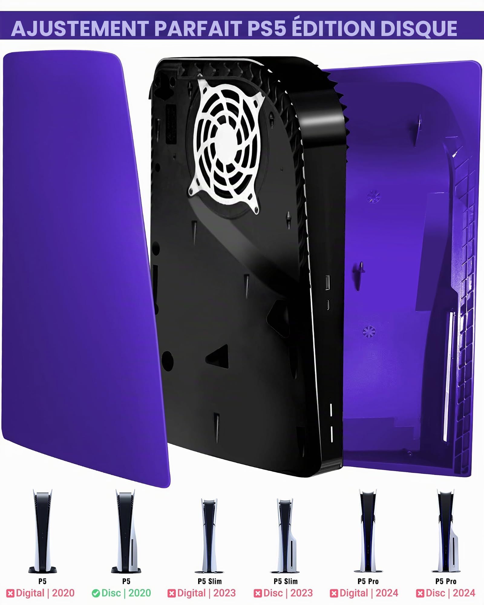 Joso Plaque frontale pour PS5 Disc Edition, anti-rayures et anti-poussière - Coque de rechange pour console PS5 (CD-ROM), plaques pour accessoires PS5, installation facile