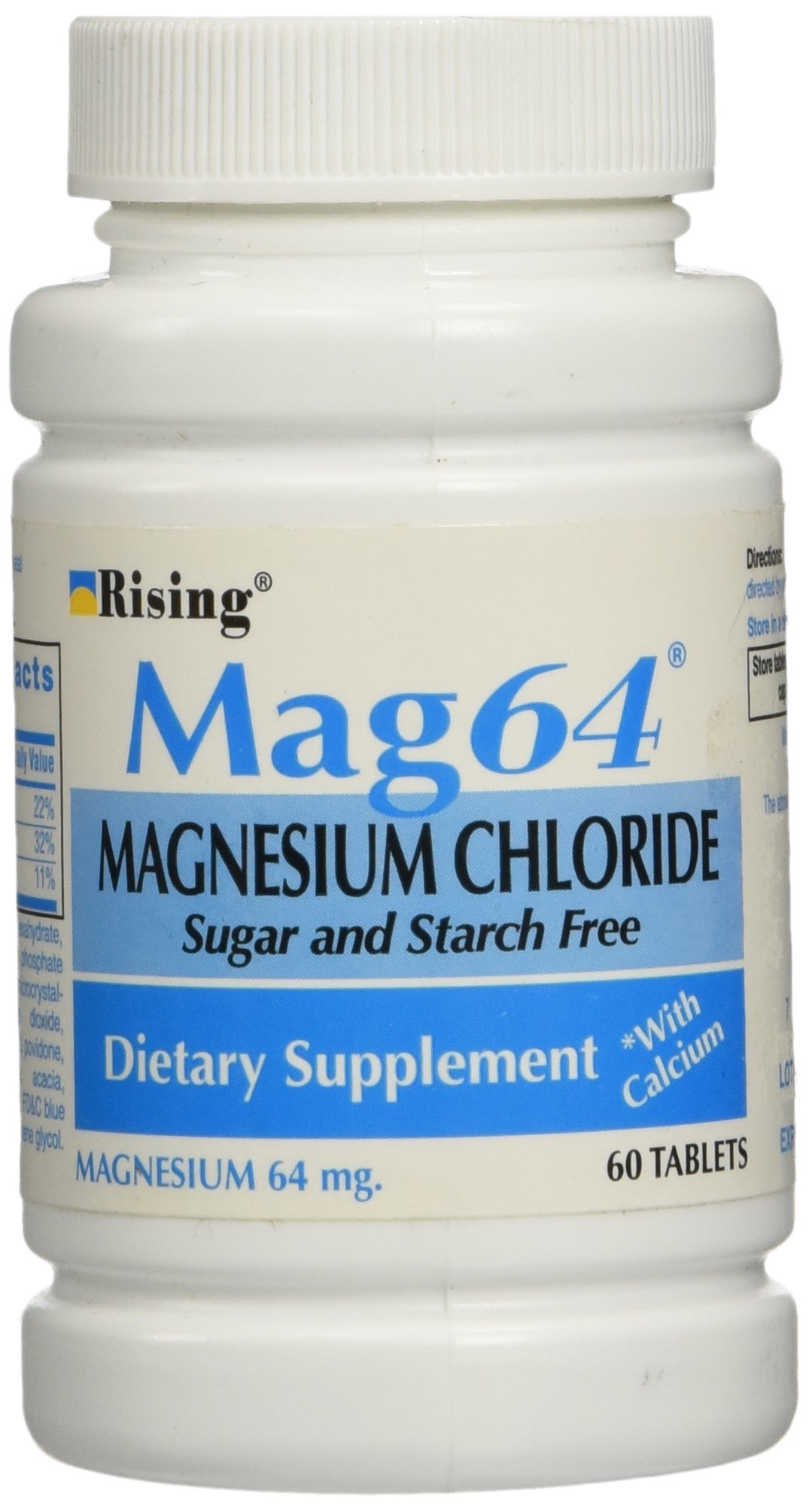 Rising Mag64 Magnesium Chloride with Calcium Tablets, 60 Count 60 Count (Pack of 1)