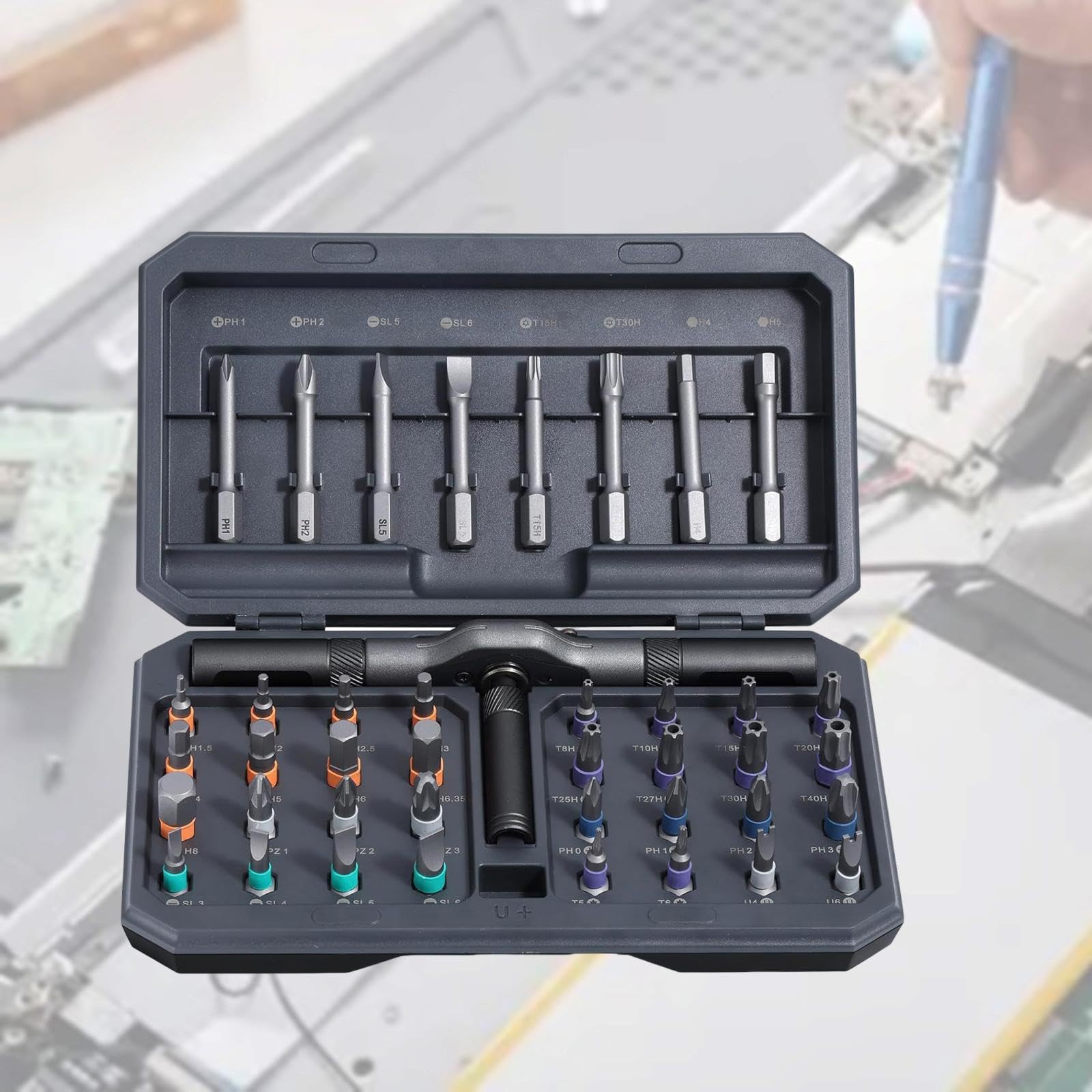 Milageto 42-in-1-Schraubendreher-Set, Reparatur-Werkzeugsatz, Teile mit Koffer, Multifunktions-Präzisionswerkzeuge, DIY-Bastelprojekt für den Vatertag zu Hause