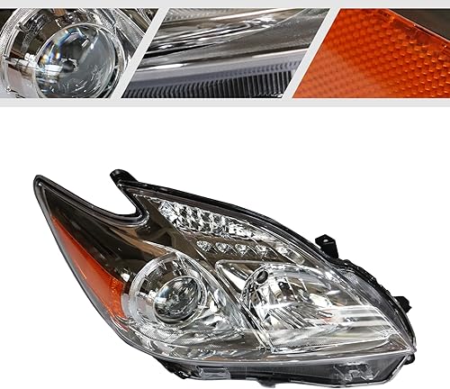 Miniatura 4 de TBVECHI Conjunto de faros delanteros para Toyota Prius 2012-2015 Halógeno Faro derecho de reemplazo del lado del pasajero, lente transparente de