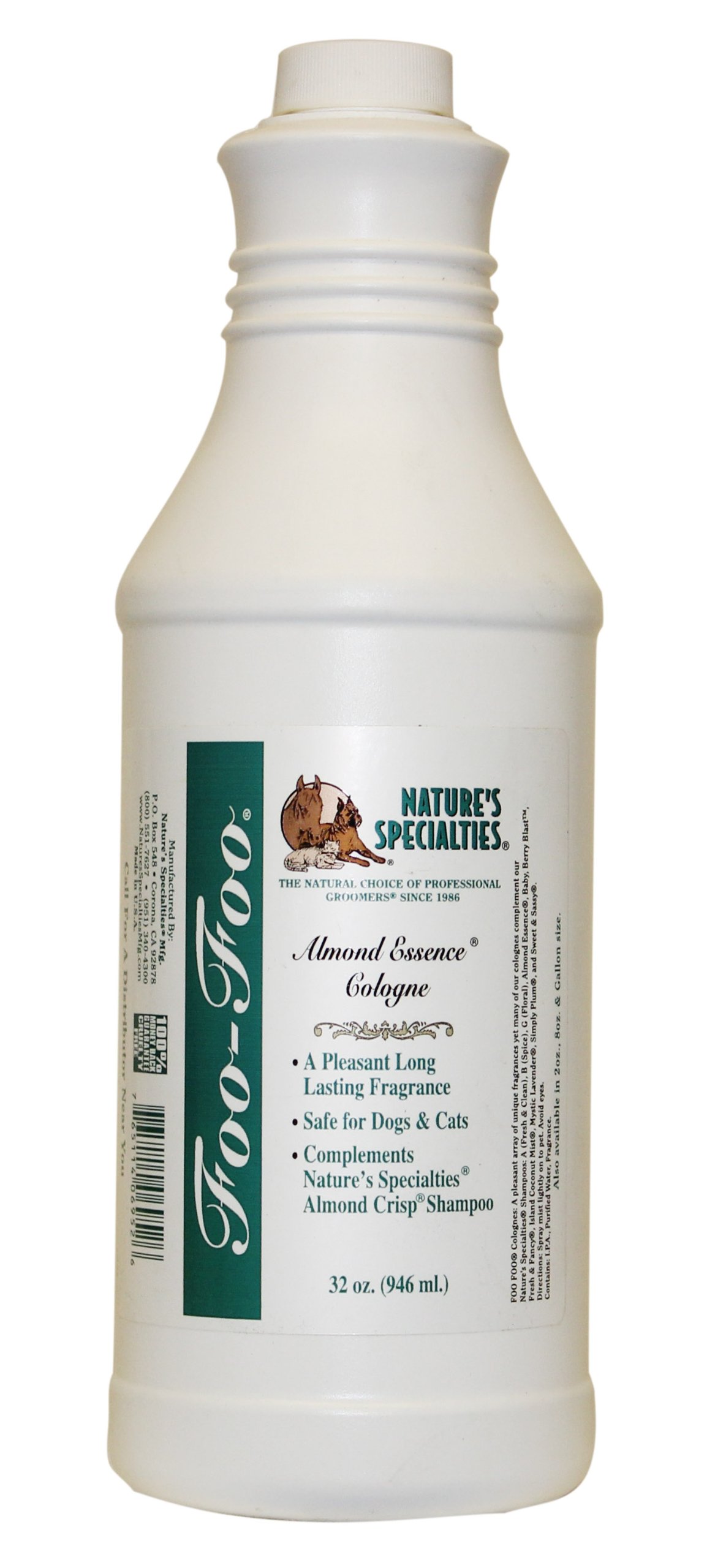 Nature's Specialties Almond Essence Dog Cologne for Pets, Natural Choice for Professional Groomers, Ready to Use Perfume, Finishing Spray, Made in USA, 32 oz