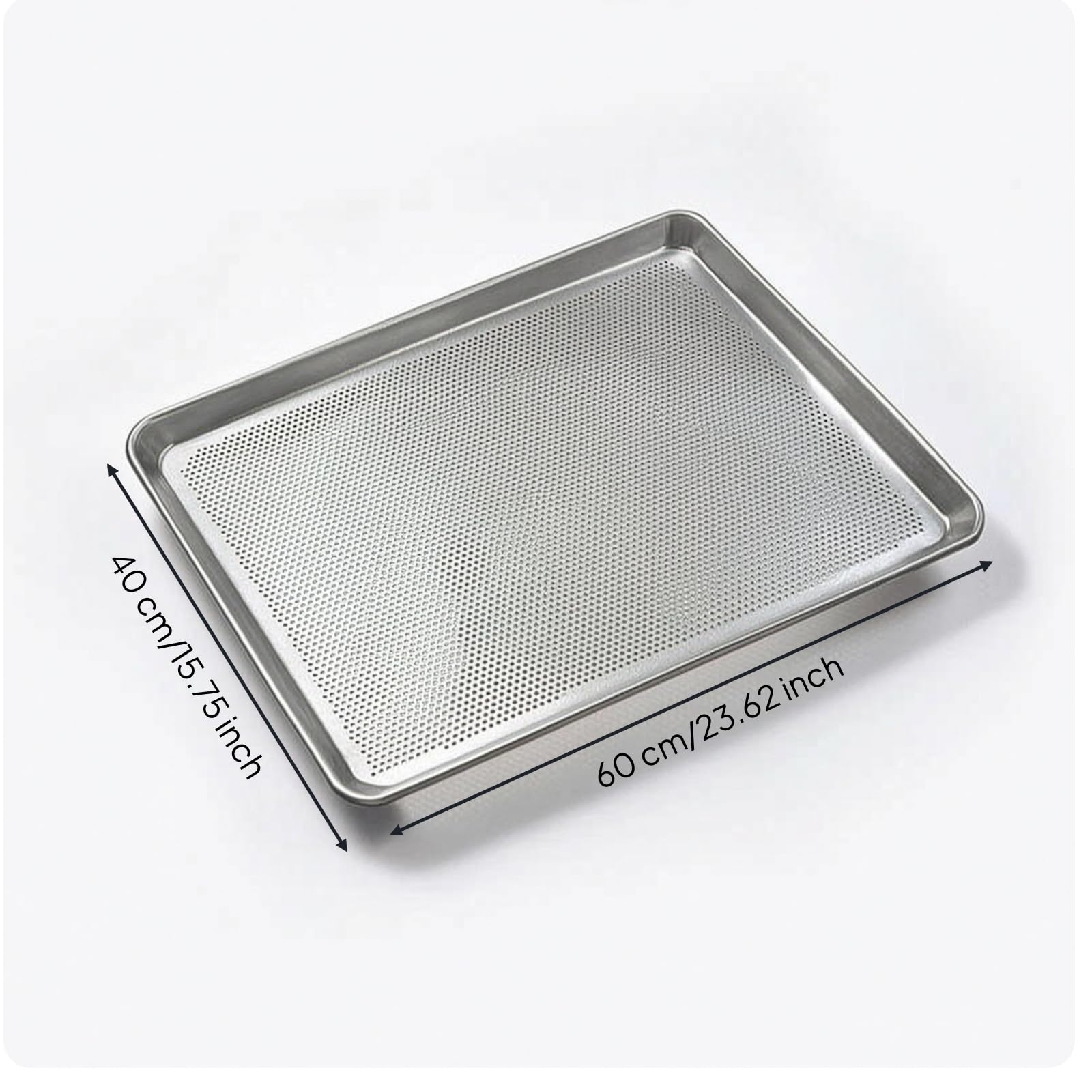 predolo Banja Perforada Aluminio Banja Horno Perforada Superficie Lisa Utensilio para Panaros, Reposteros, Panaría, Repostería, Cocina, 60 X 40 X 2.5 Cm