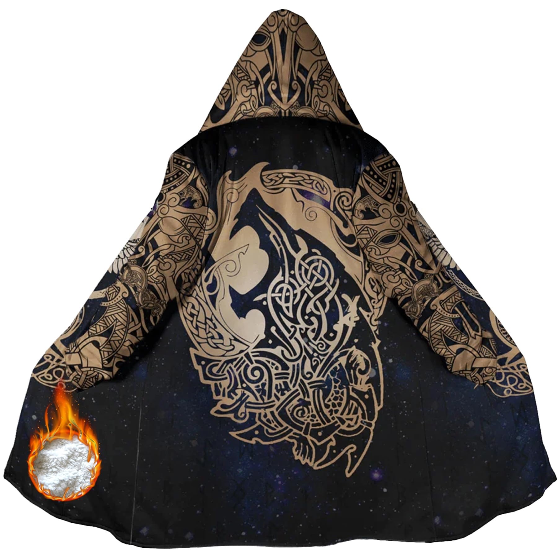 Abrigo Unisex de Fenrir - Chaqueta de Invierno Calda ma Leggera - Parka Nórdica de Cuero Sintético y Lana - Capa con Capucha Cortavientos para el Frío, Regalo para el Espíritu Guerrero