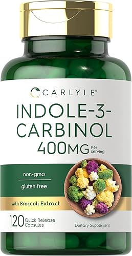 Carlyle Indole-3-Carbinol (I3C) 400mg | 120 Cápsulas | Fórmula avanzada con extracto de brócoli | Sin OMG, sin gluten