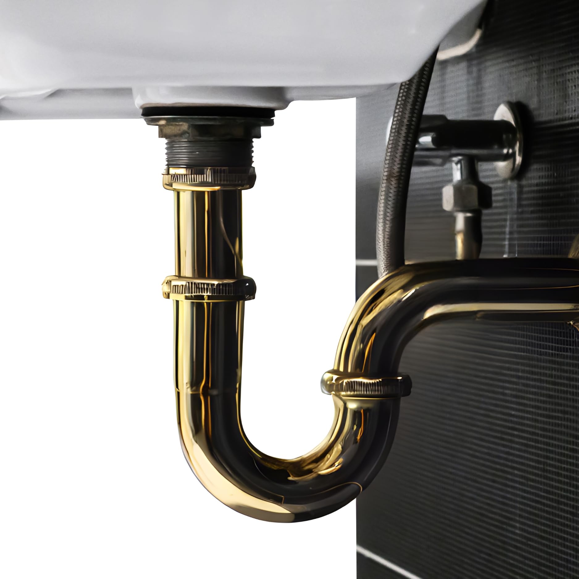 Westbrass R400-1-01 x 1-1/2" P-Trap con brida de caja alta, 1 paquete, latón pulido