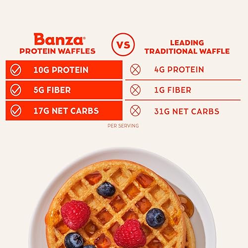 Miniatura 4 de Banza Homestyle - Waffles de proteína congelados de garbanzos, altos en proteínas, sin gluten, waffles tostadores bajos en carbohidratos, 8 onzas