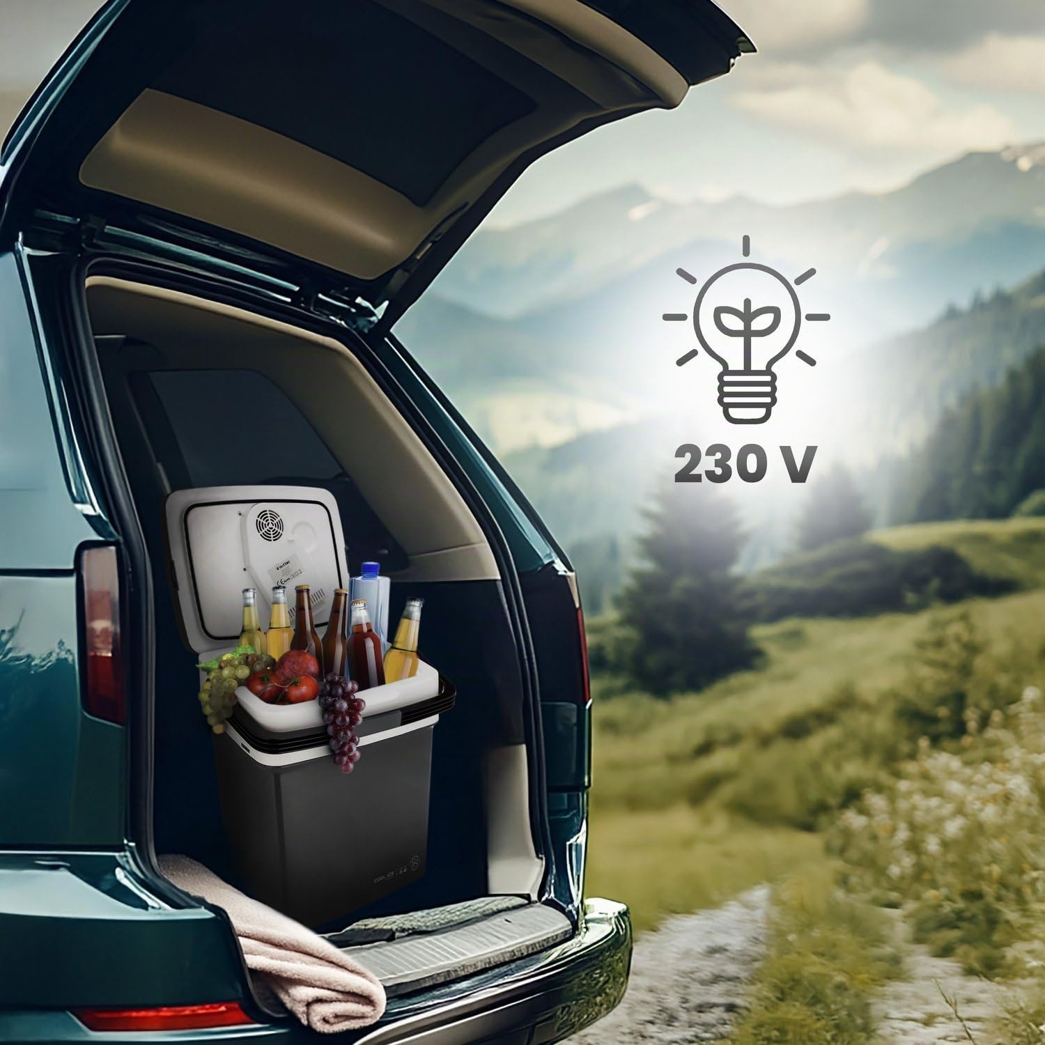 Mini Kühlschrank, 32L Nutzinhalt, Elektrische Kühlbox Klein, Camping Kühlschrank, Tragbare Kühlboxen, Kühltasche Elektrisch für Camping, Büro, Garten, Picknick, Outdoor