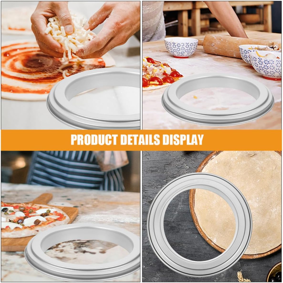Toyvian Nonstick Aluminum Alloy Pizza Saucing Ring for Uniform Pizza Bases and Dough Shaping, round Baking Pan for Bakers and Kitchens, for Bread and Cake Preparation