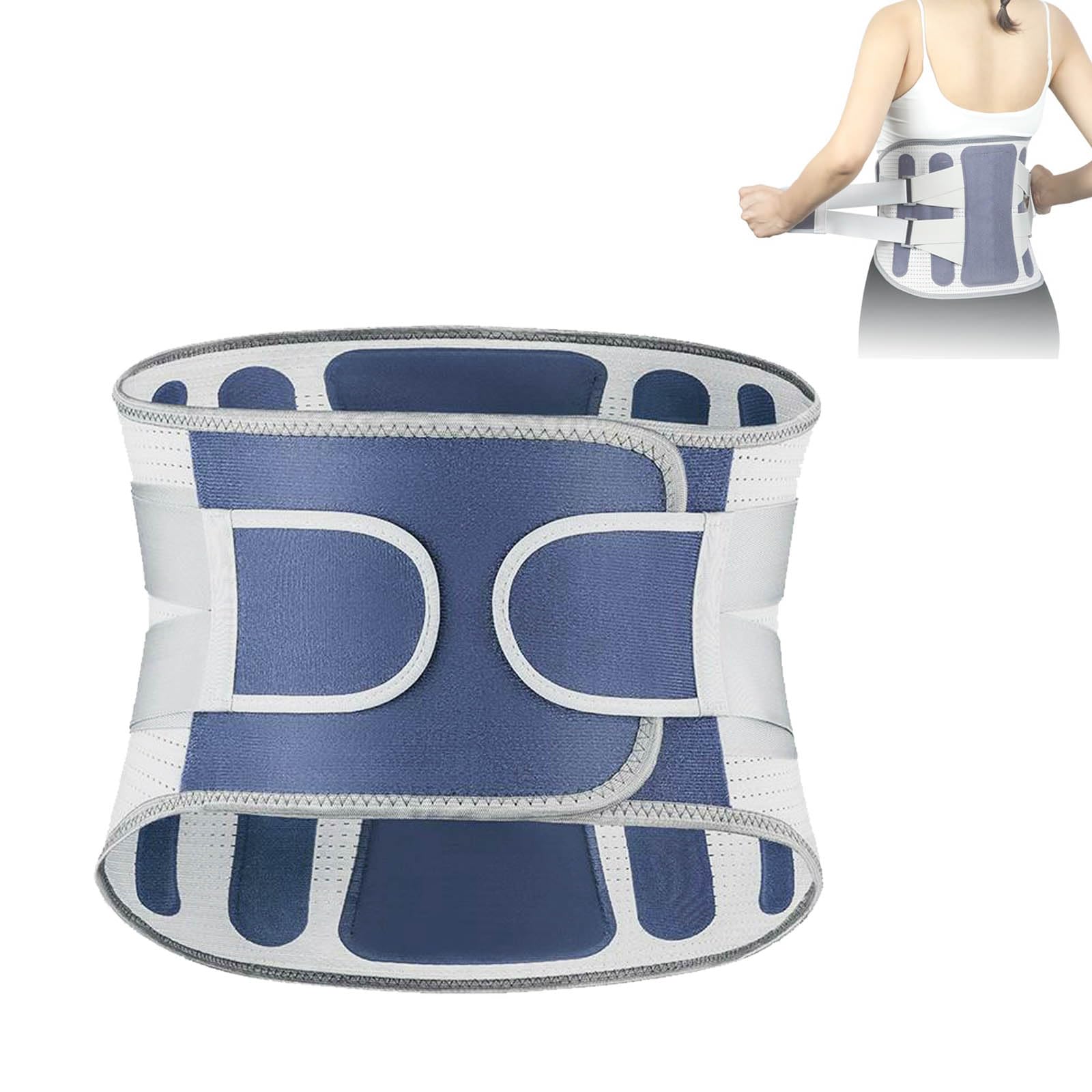 Faja Lumbar, Cinturón de Soporte for la Espalda Tela Malla Transpirable, Azul y Gris, Talla L(Blue Gray,XL)