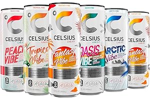 CELSIUS Variety Pack: Oasis Vibe, Fantasy Vibe, Peach Vibe, Arctic Vibe, Tropical...