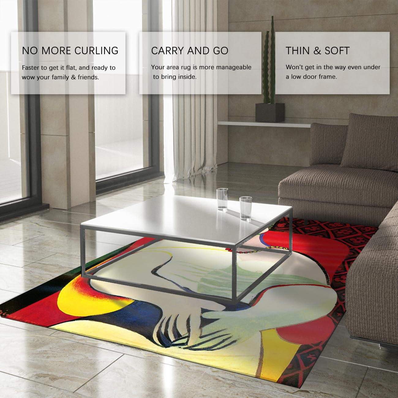 Tapis Lavable 120x160cm Le Rêve Cubisme Ras Antidérapant