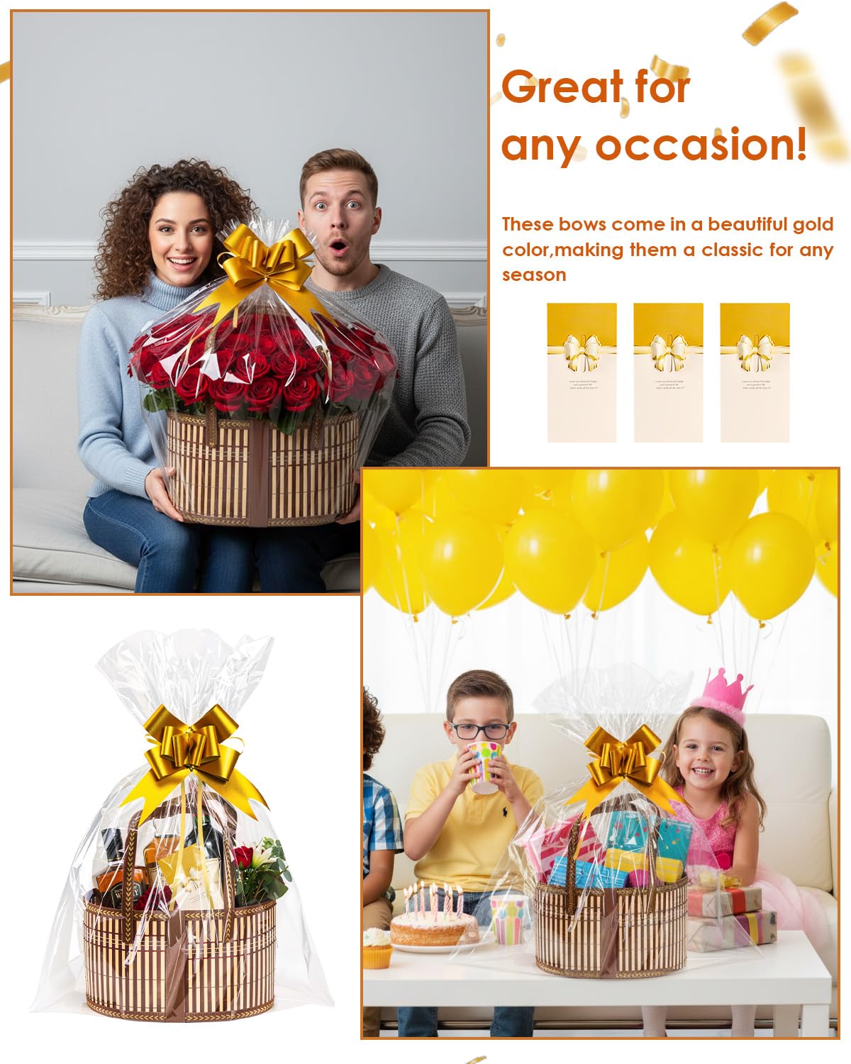 HAYVAN Set di 6 cesti regalo in bambù vuoti con manici